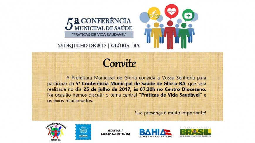  Gloria (BA): 5ª Conferência Municipal de Saúde acontece nesta terça, 25 de julho