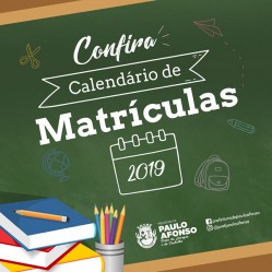  Calendário de matrículas na Rede Municipal de Ensino começa nesta quarta-feira,12, e segue até janeiro