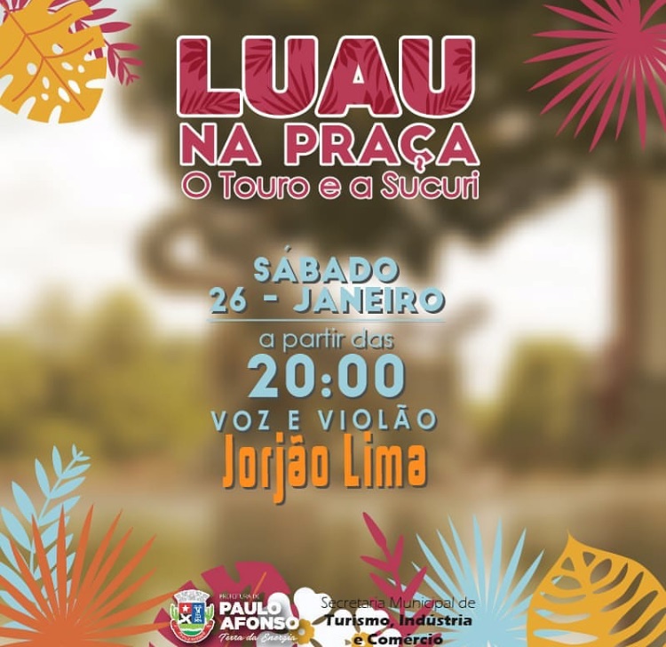  Luau na Praça deste sábado terá a apresentação do cantor Jorjão Lima