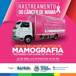  Programa Estadual de Rastreamento do Câncer de Mama começa dia 22 de abril