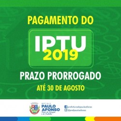  Prazo para pagamento do IPTU é prorrogado até 30 de agosto