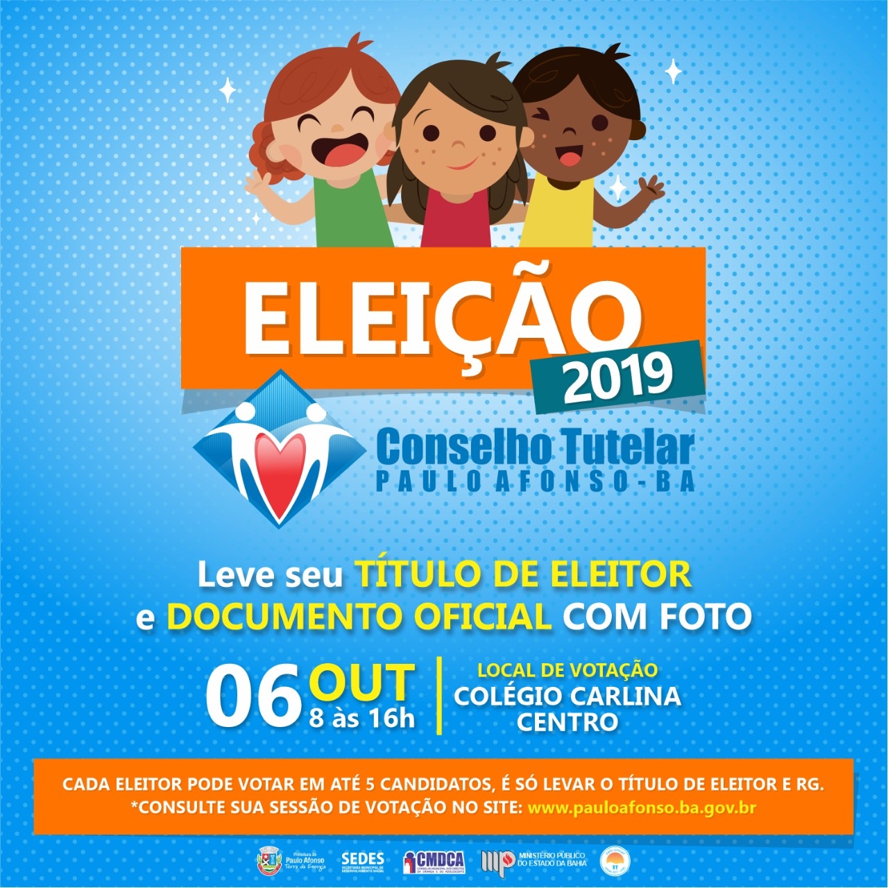  Eleição do Conselho Tutelar acontece no próximo domingo, 6 de outubro