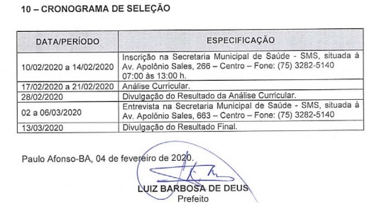  Participe do Processo Seletivo Simplificado na área da saúde na Prefeitura de Paulo Afonso