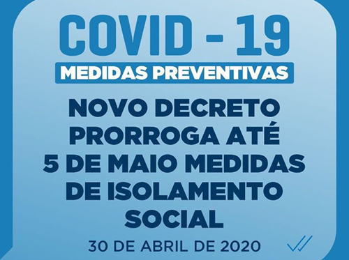  Covid-19: prefeito Luiz de Deus prorroga até 05 de maio todos os prazos e medidas de isolamento social