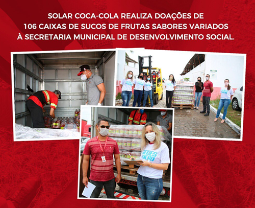  Covid-19: Sedes recebe doação de caixas de sucos de frutas da Solar Coca-Cola