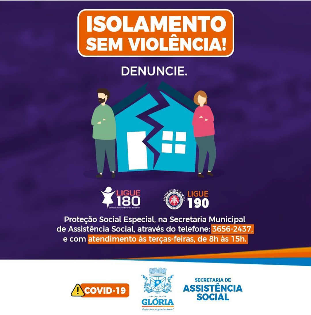  “Isolamento sem Violência”, Programa de Proteção Social Especial da Prefeitura de Glória