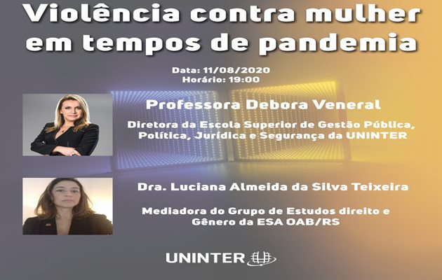  Live discutirá o aumento da violência contra a mulher durante a pandemia