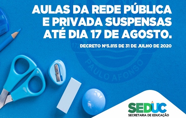  Novo decreto prorroga suspensão das aulas até 17 de novembro