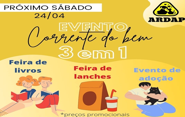  ADRP promove evento com venda de livros, adoção e feira de lanches no sábado,24