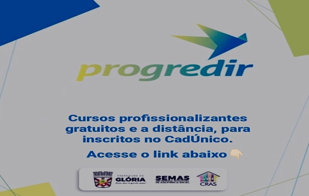  CRAS – Glória BA, oferta mais de 100 cursos gratuitos AD, para qualificação profissional