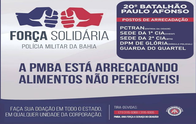  20º BPM – Ação Social da Polícia Militar da Bahia – Campanha Força Solidária