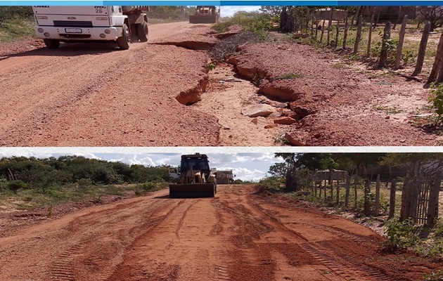  SEINFRA recupera estradas vicinais entre as Agrovilas Borda do Lago 01 e 02 e Baixa das Pedras