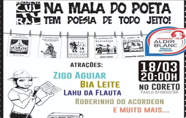  Circuito Cultural tem continuidade nesta sexta (18) com apresentação do projeto Na Mala do Poeta