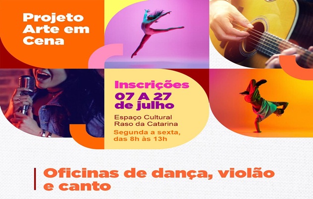  Projeto Arte em Cena está com inscrições abertas para as oficinas de dança, violão e canto