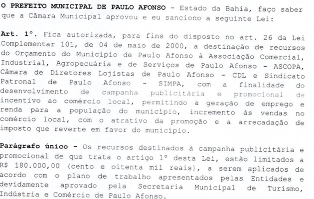  Prefeitura disponibiliza R$ 180 mil para à CDL, ASCOPA e Sinpa, incentivar as vendas com o Natal Premiado