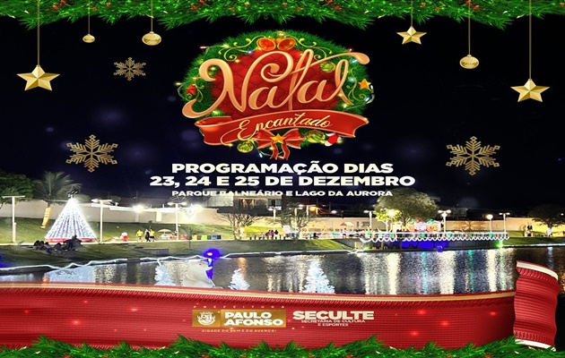  A programação do Natal Encantando vai se estender até o dia 6 de janeiro, com a celebração do dia de Reis