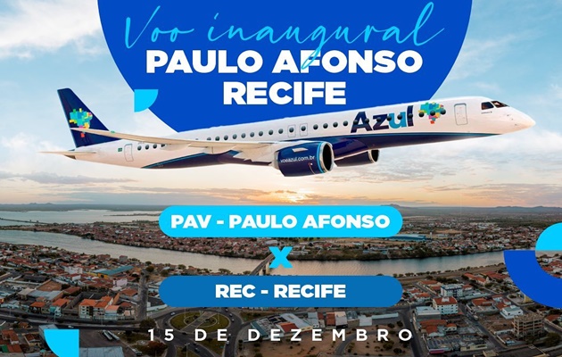  Azul Linhas Aéreas inicia voos de Recife para Paulo Afonso nesta quinta (15)