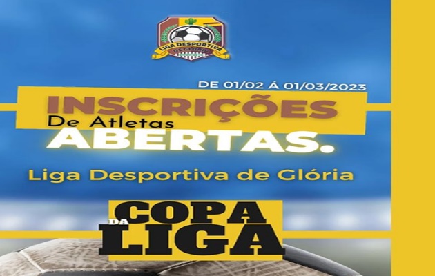  A Liga Desportiva de Glória-BA informa que estão abertas as inscrições de atletas para a COPA DA LIGA 2023