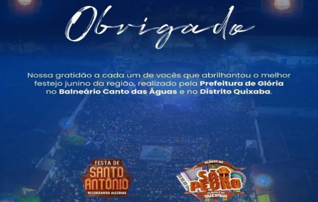  Começa a contagem regressiva para o ano que vem, das festas de Santo Antônio e São Pedro de Glória/BA