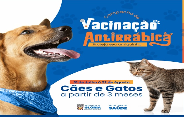  Campanha de Vacinação Antirrábica em Cães e Gatos termina nesta terça, dia 22 de agosto