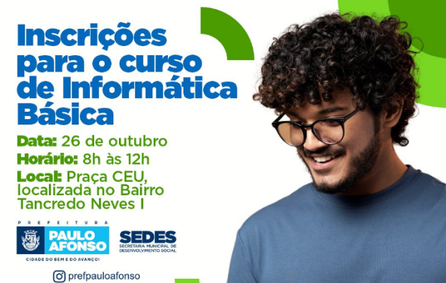  Inscrições do curso de Informática Básica estarão abertas nesta quinta-feira (26) no BTN na Praça CEU