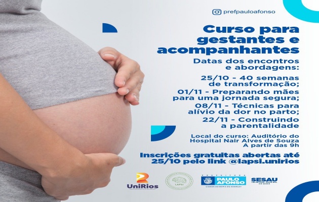  UniRios e Secretaria de Saúde oferta Curso para Gestantes e Acompanhantes