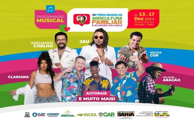  Feira Baiana da Agricultura Familiar vai reunir grandes atrações da música baiana e de outros estados brasileiros