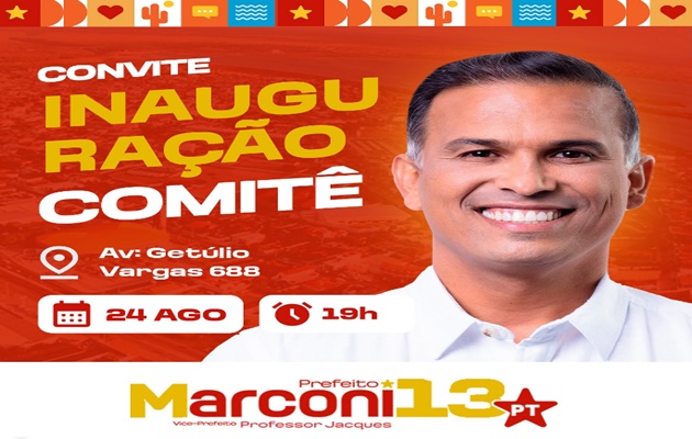  Marconi Daniel realiza adesivaço na sexta, 23, e inaugura comitê no sábado, 24, na Av. Getúlio Vargas