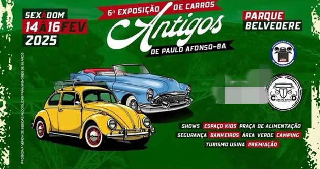  6ª Exposição de Carros Antigos acontece nesta sexta,14, no Parque Belvedere